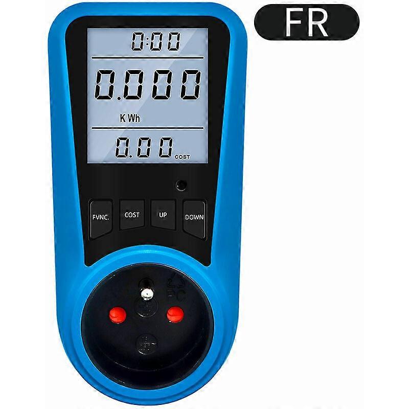 Digital current meter, EU plug, AC voltmeter, energy tester, regulation plug 6.2X7.6X12.9 CM blue