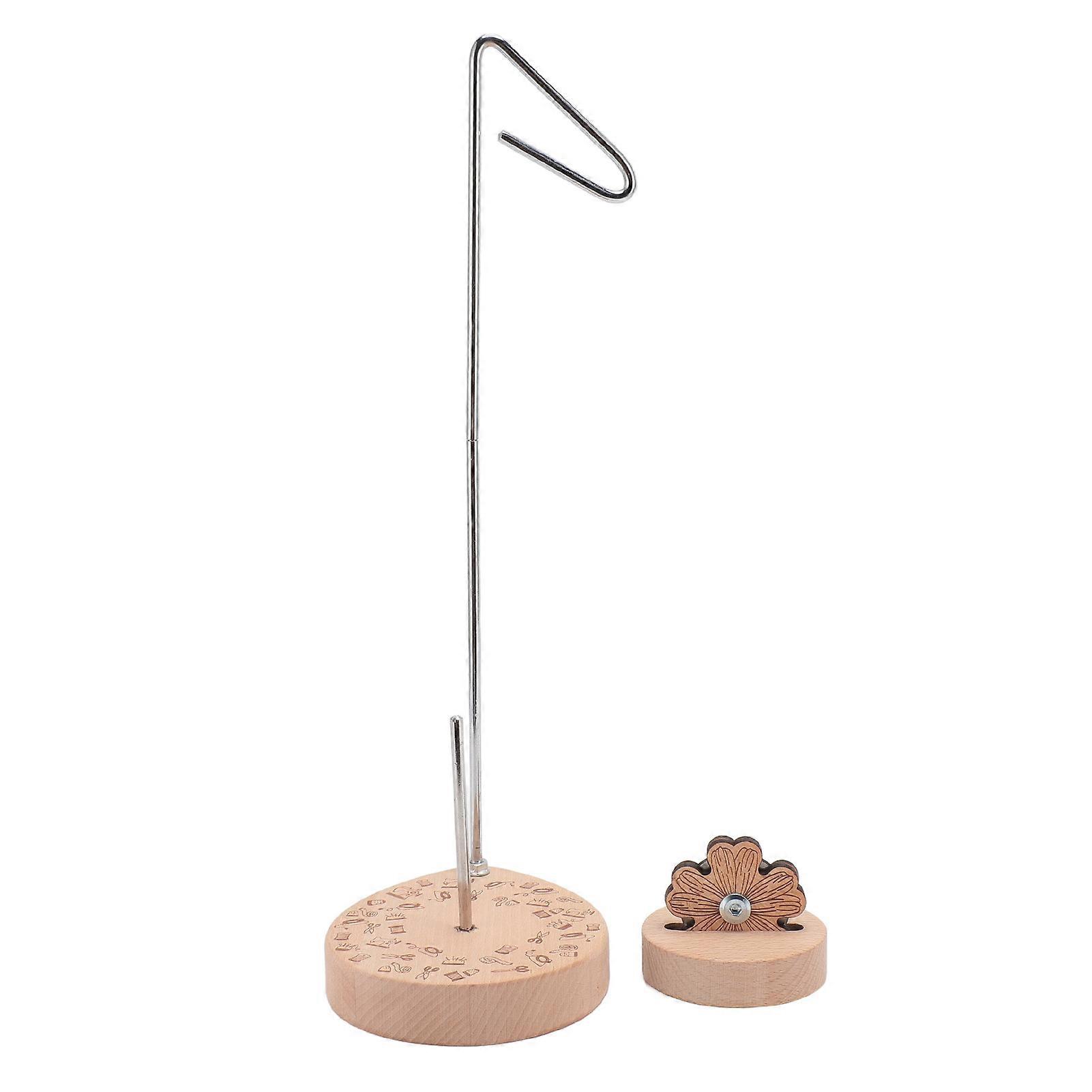 Single Thread Spool Holder Multipurpose Wooden Base High Stability Spool Thread Stand with Thread Cutter for Sewing Quilting
