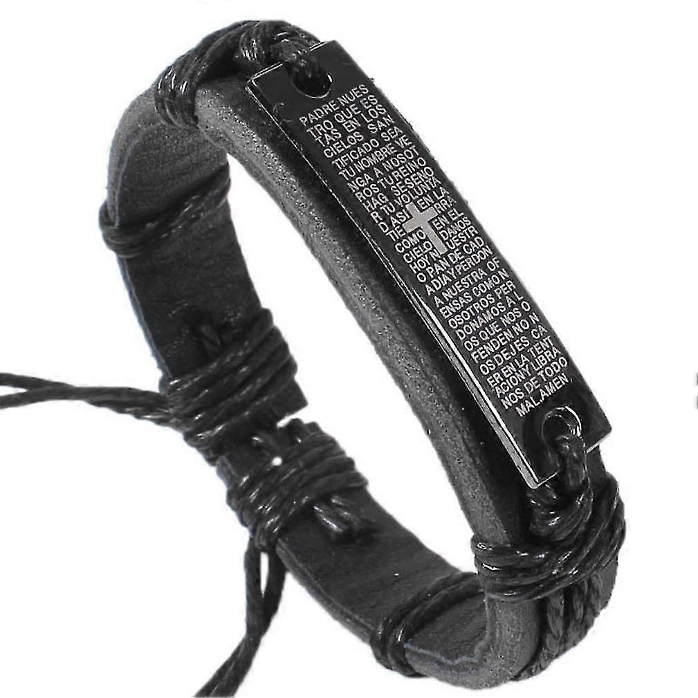 Religious Handmade Leather Bracelet With Engraved Scriptures
