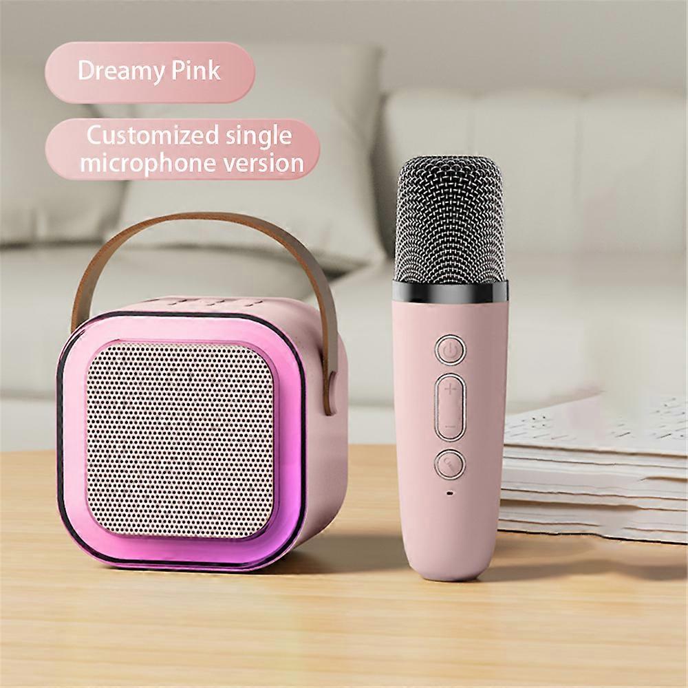 Mini Karaoke Machine Kids with 2 Microphone Portable Bluetooth Speaker with LED