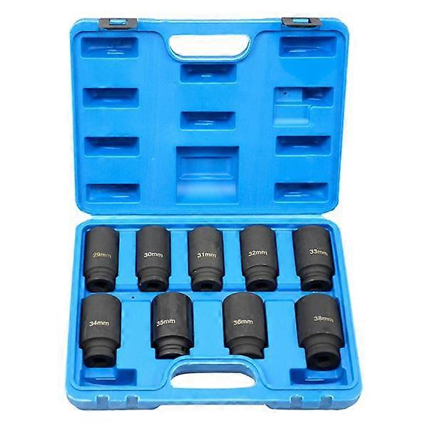 9pcs Deep Impact Socket Set 1/2'' Drive Metric Axle Hub Nut Socket 29~38mm 06963