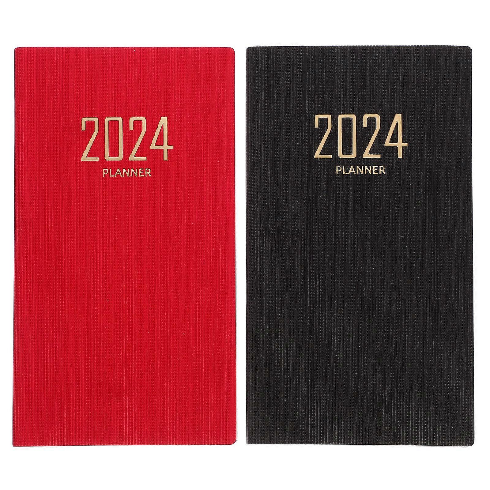 2pcs Planning Writing Notebook Yearly Schedule Notepad Office Daily Planning Notebook (A6)