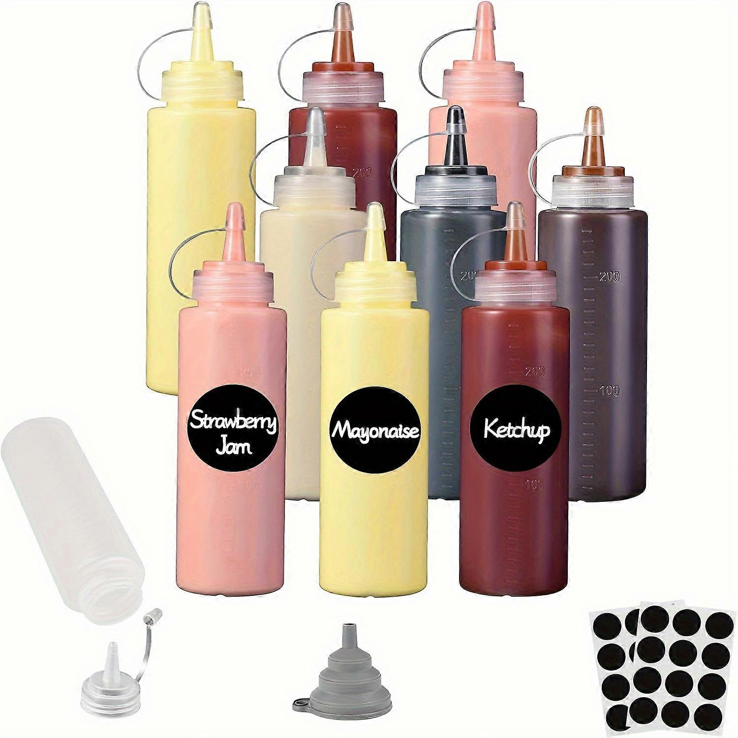 10-Pack 8Oz Squeeze Condiment Bottles - Food Grade Plastic, Bpa-Free Sauce Dispensers With Lids For Kitchen & Outdoor Use