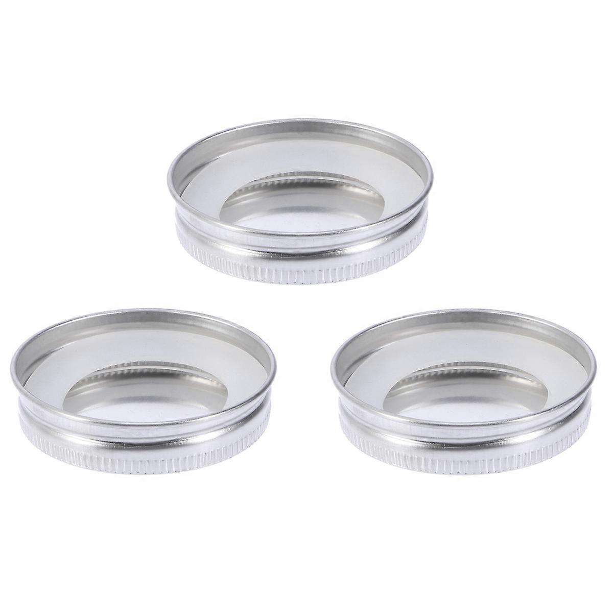 1 Set Stainless Steel Storage Leakproof Secure Mason Jar Lid with O-shape Silicone Seal Mat (Contains Lids and Silicone Pads)