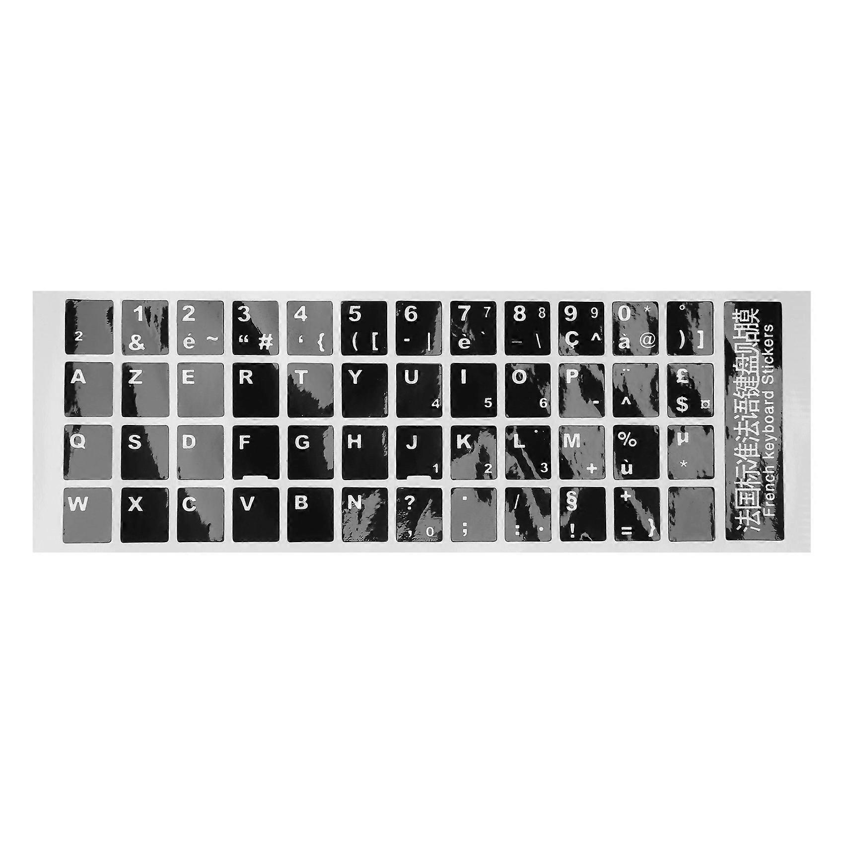 Autocollant pour clavier Azerty français avec lettres blanches, noir, pour ordinateur portable