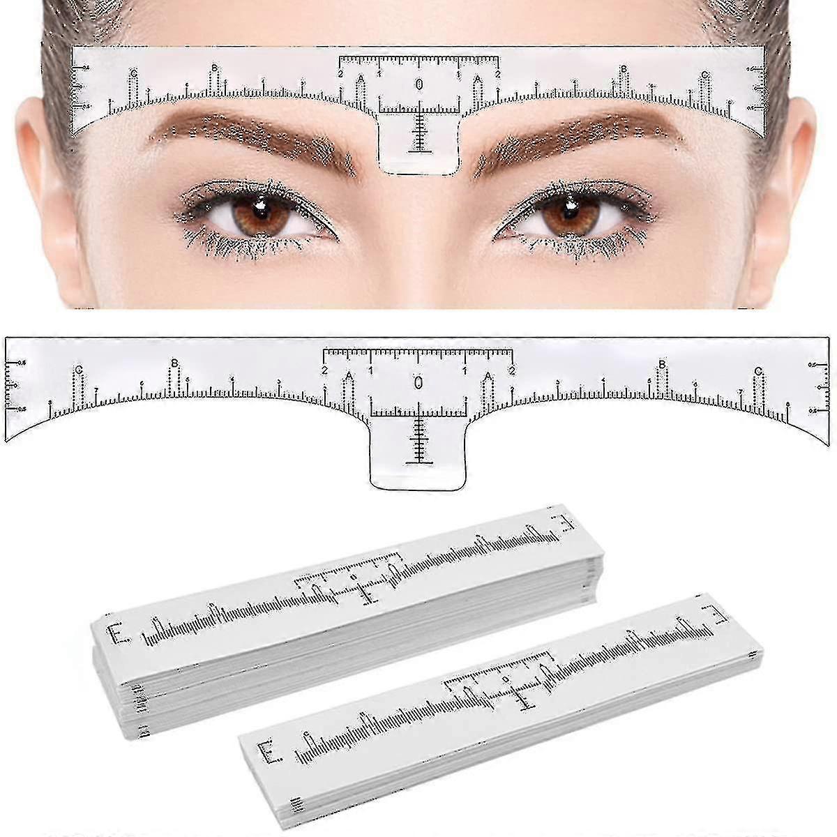 100pcs Ruler Brow Ruler Sticker Stencil Guide Measuring Tool For Makeup