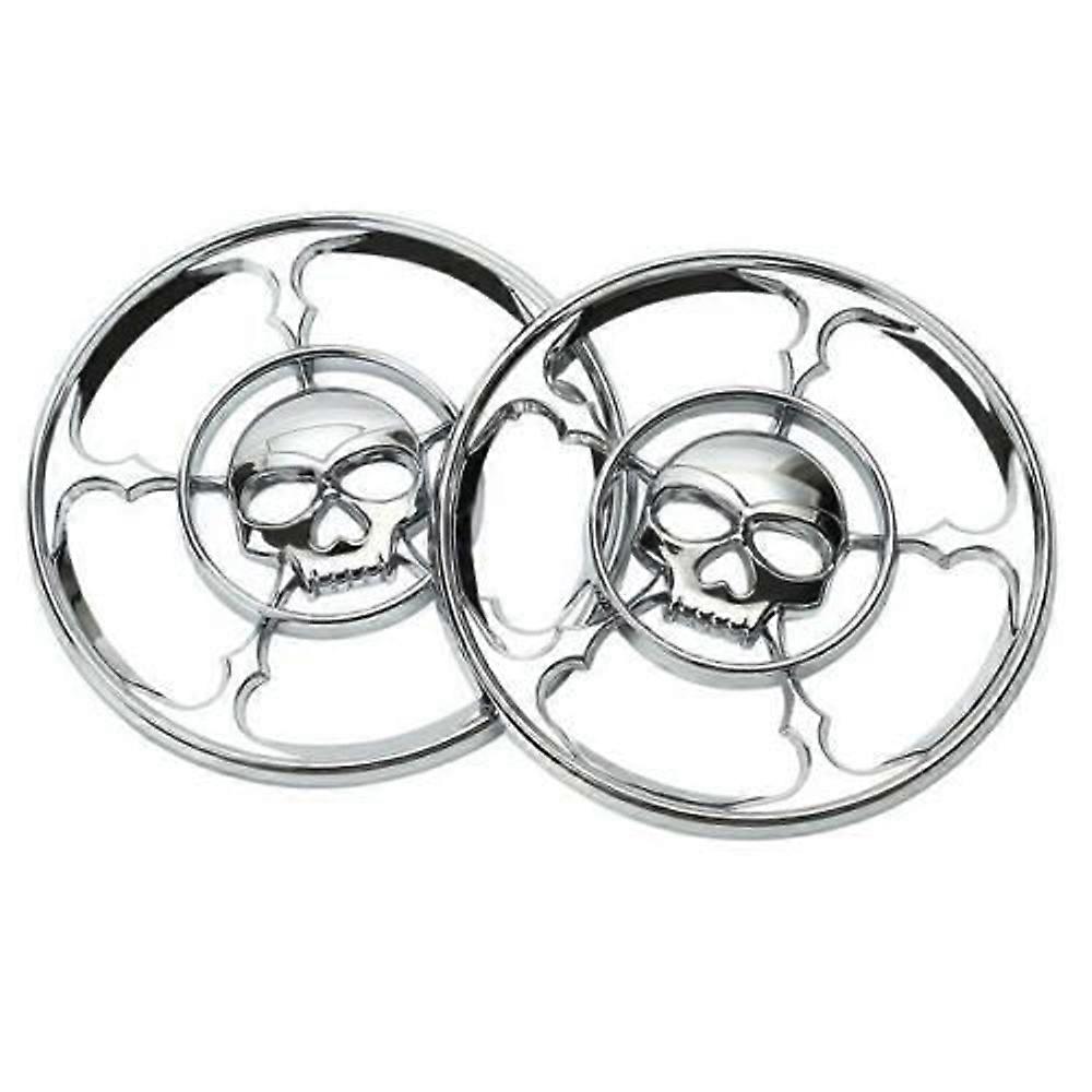 4 1/2" Chrome Skull Motorcycle Speaker Grills Cover Case for Harley Electra Glide Street Glide 1996-2013