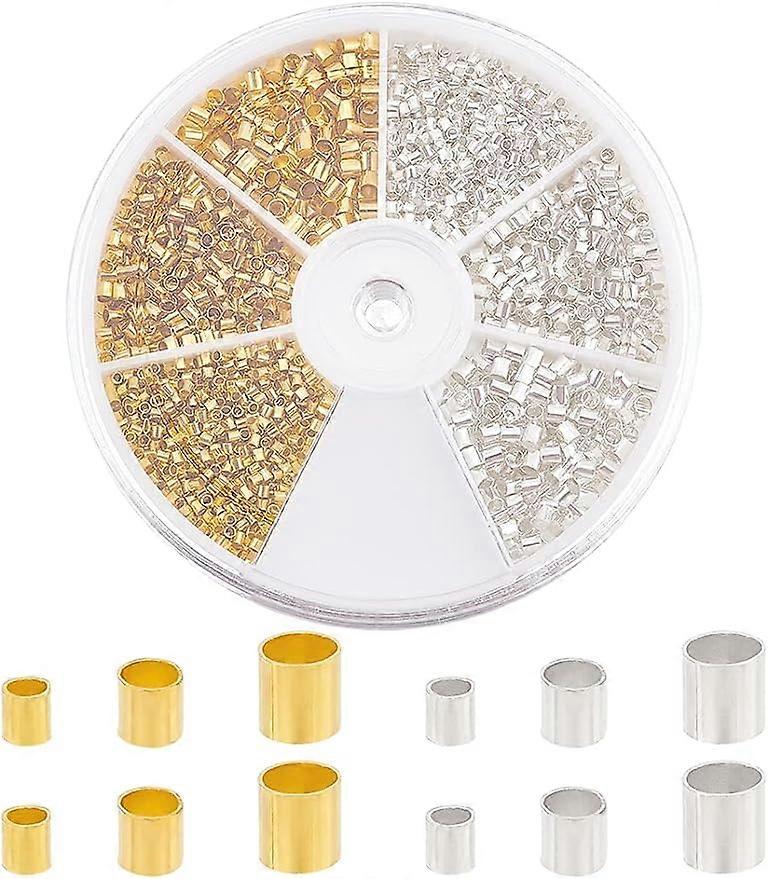 3000Pcs Brass Tube Crimp Beads Cord End Caps