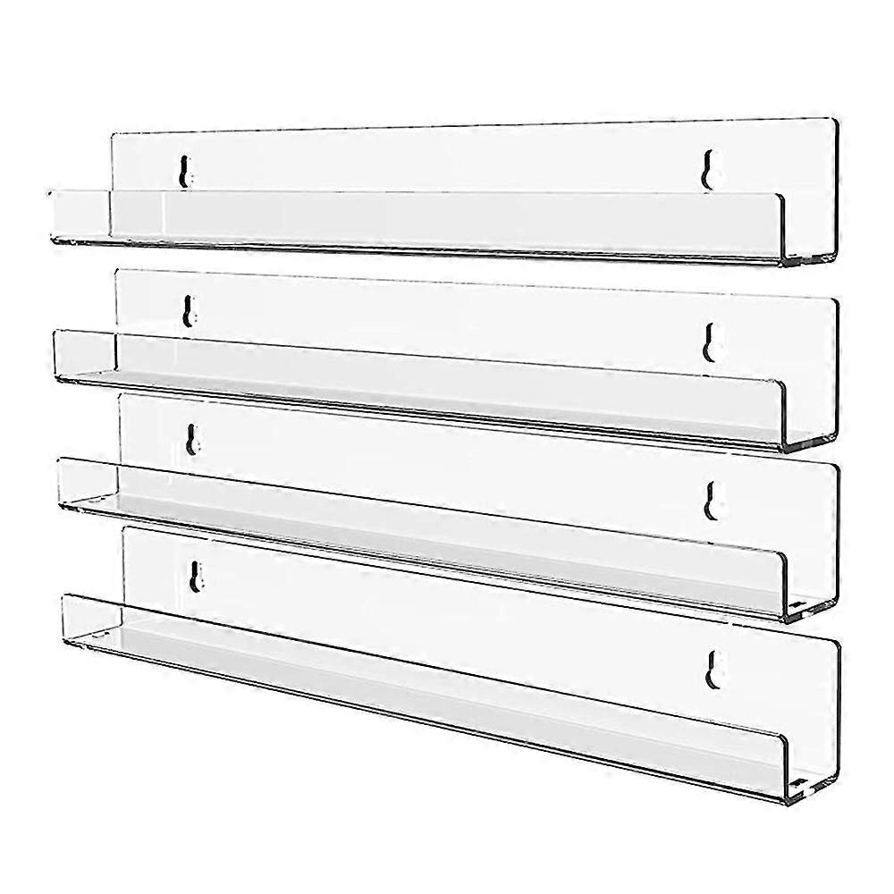4pcs ακρυλικό σαφές πλωτό ράφι βιβλιοθήκης, αόρατο ράφι τοποθετημένο στον τοίχο, σύγχρονο παιχνίδι επίδειξης εικόνων O