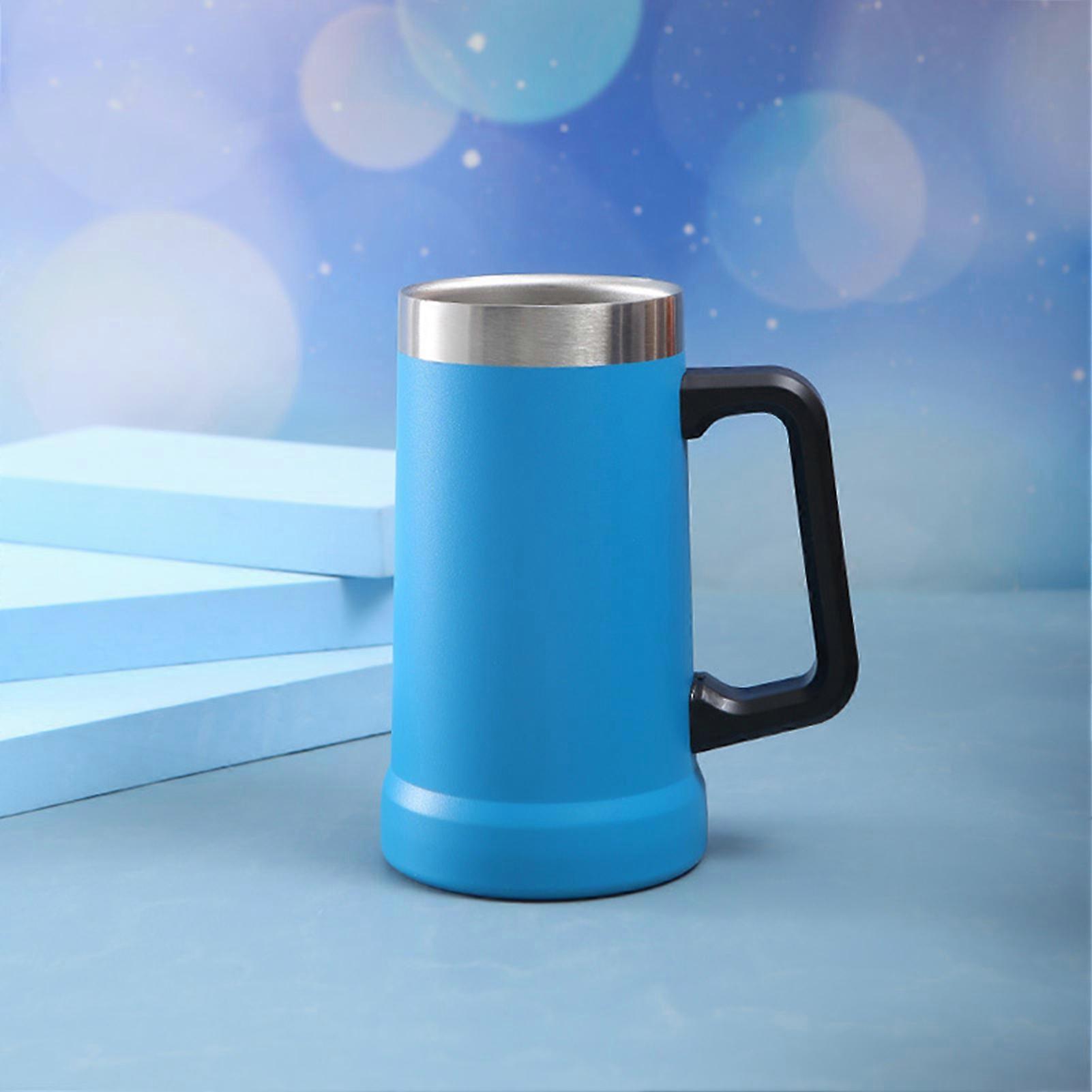 Stainless Steel Double Layer Beer Cup with Handles Keep Drinks Cold or Hot Longer For Holiday Birthday Gift
