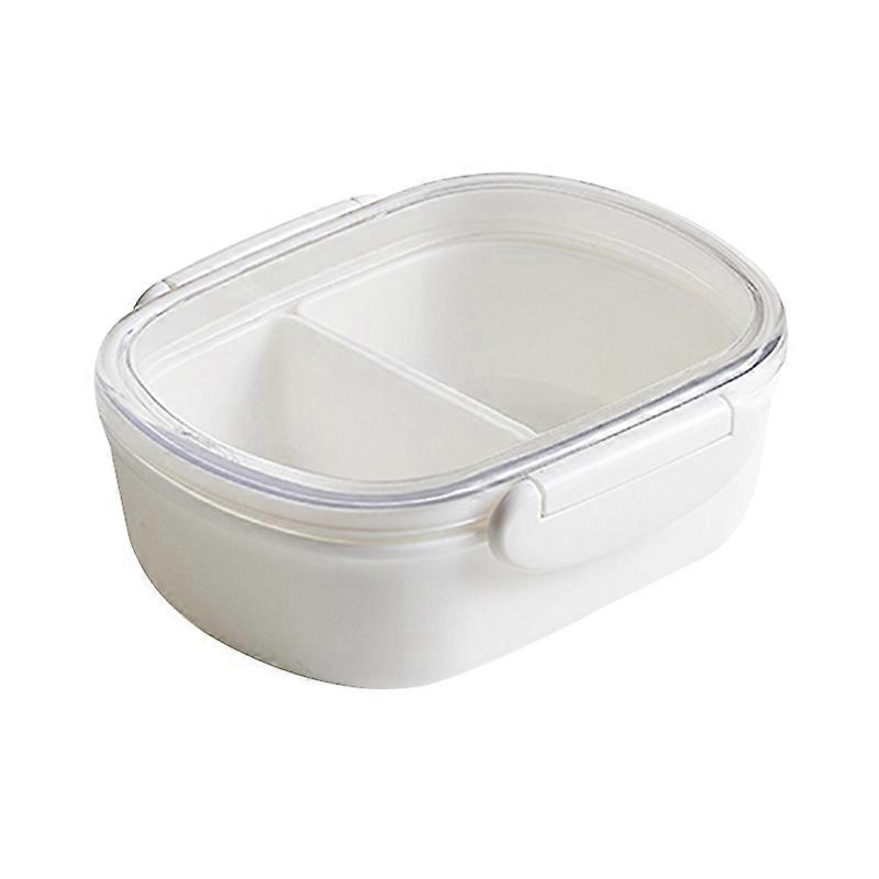 PP+Silicone Lunch Box With Lid 2 Compartments Food Fruit Container Picnic Storage