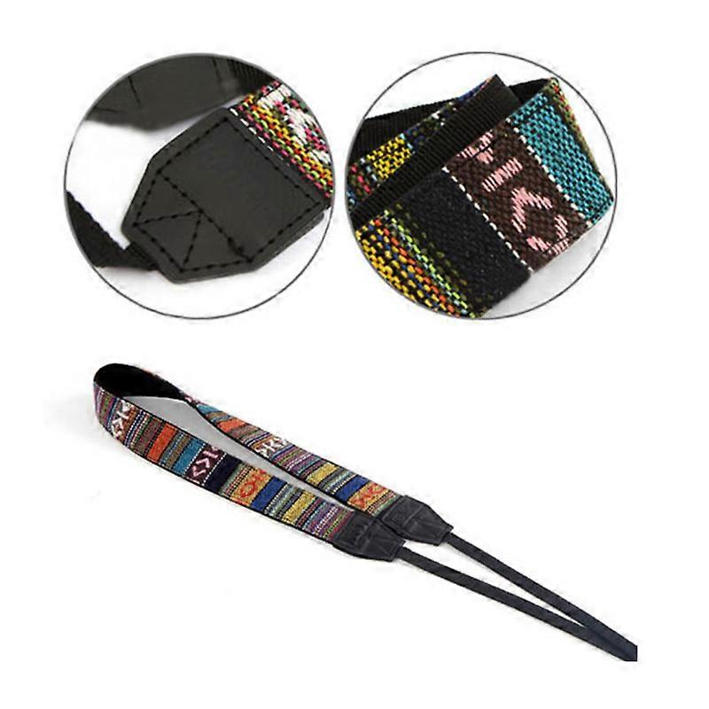 Nostalgic vintage ethnic style wide shoulder strap for SLR camera with striped shoulder strap,2024 Ping