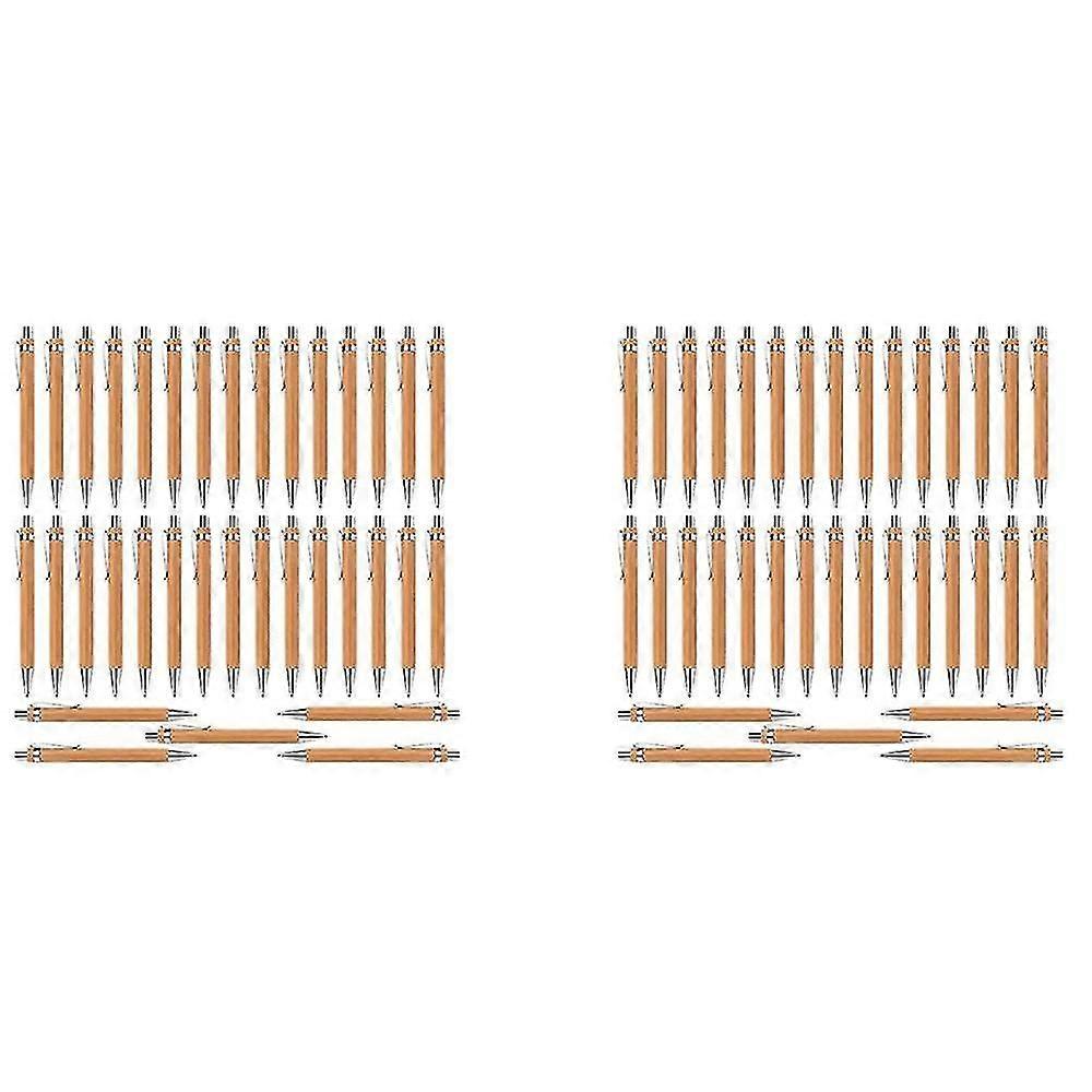 70 Pcs Bamboo Retractable Ballpoint Pen Writing Tool(black Ink)