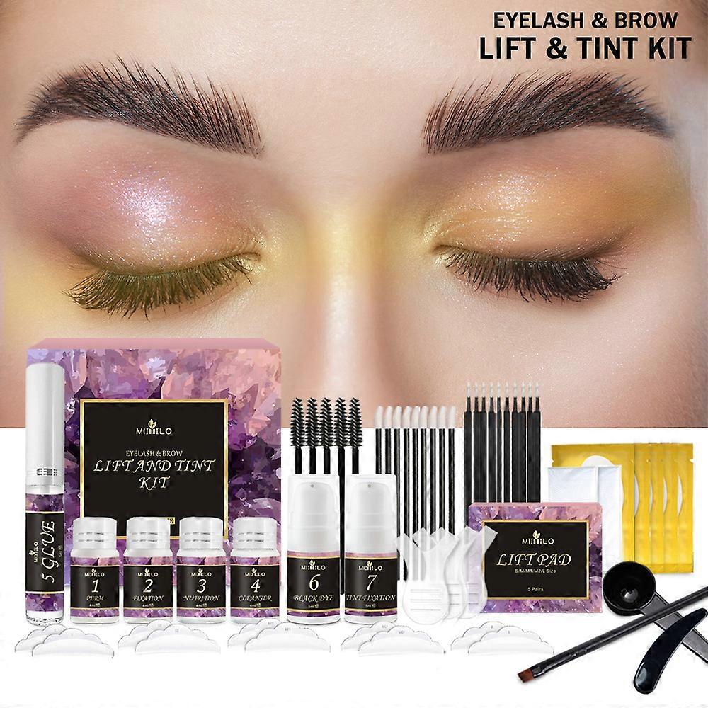 Eyelash Perm Kit,4 in 1 Eyebrow and Eyelash Perm Kit with Black Dye,For Perming, Curling and Lifting