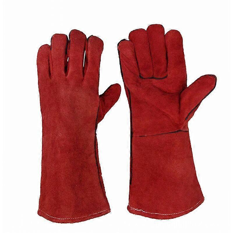 Une paire de gantsGants de soudeurs doublés de cuir résistant à la chaleur robustes pour barbecue de poêle à bois, gants de jardinage pour hommes