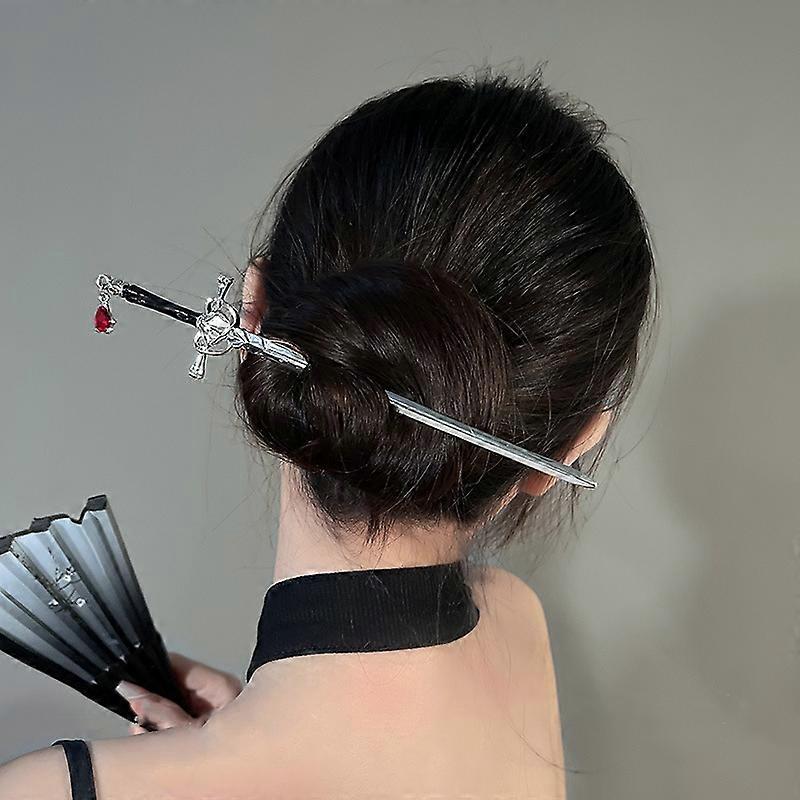Ancient style Chinese sword hairpin female niche design simple modern metal plate hairpin
