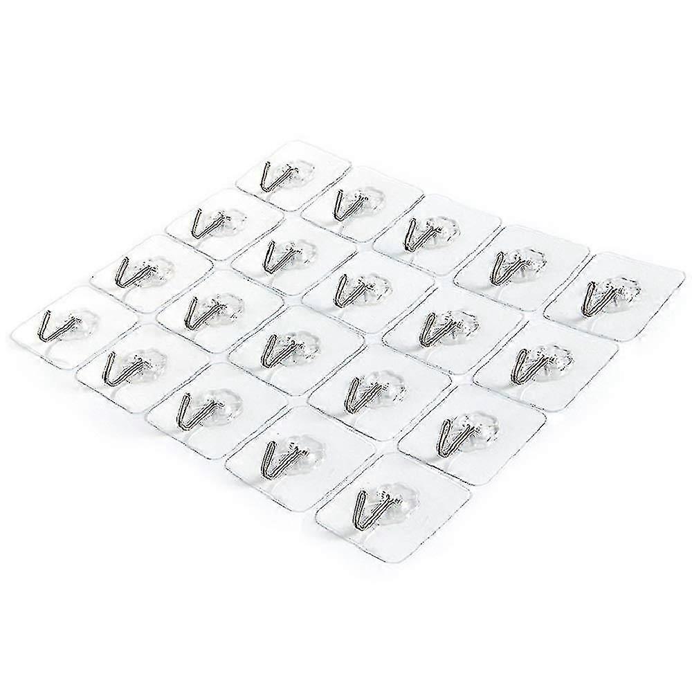 20 Pcs Self Adhesive Hooks Transparent Waterproof Wall Hangers