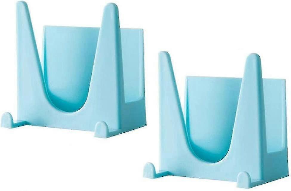 2pcs Kitchen Pot Stand Cooking Lid, Wall Mount Pot Lid Pan Rack Utensils Hanging Shelf With Hooks (blue)