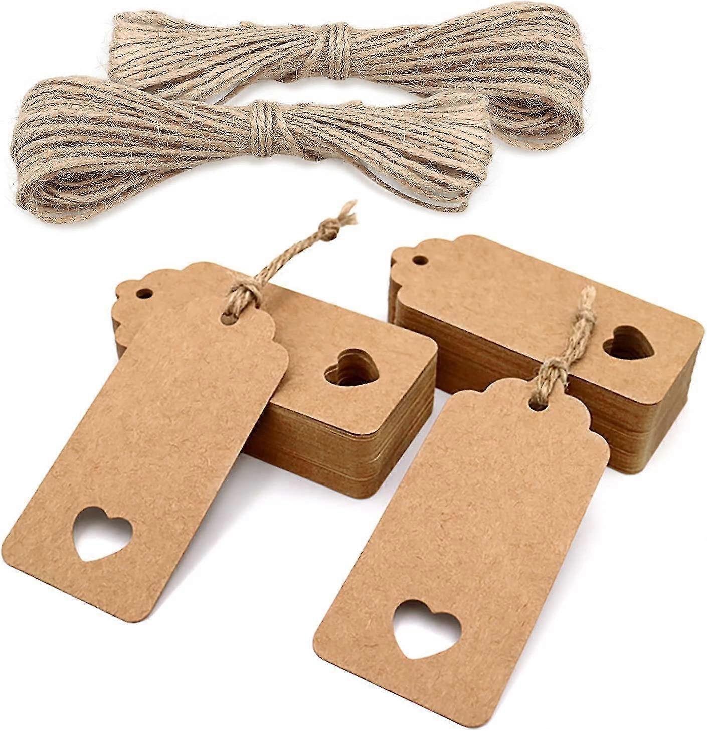 100pcs paper gift tags for christmas with string,brown