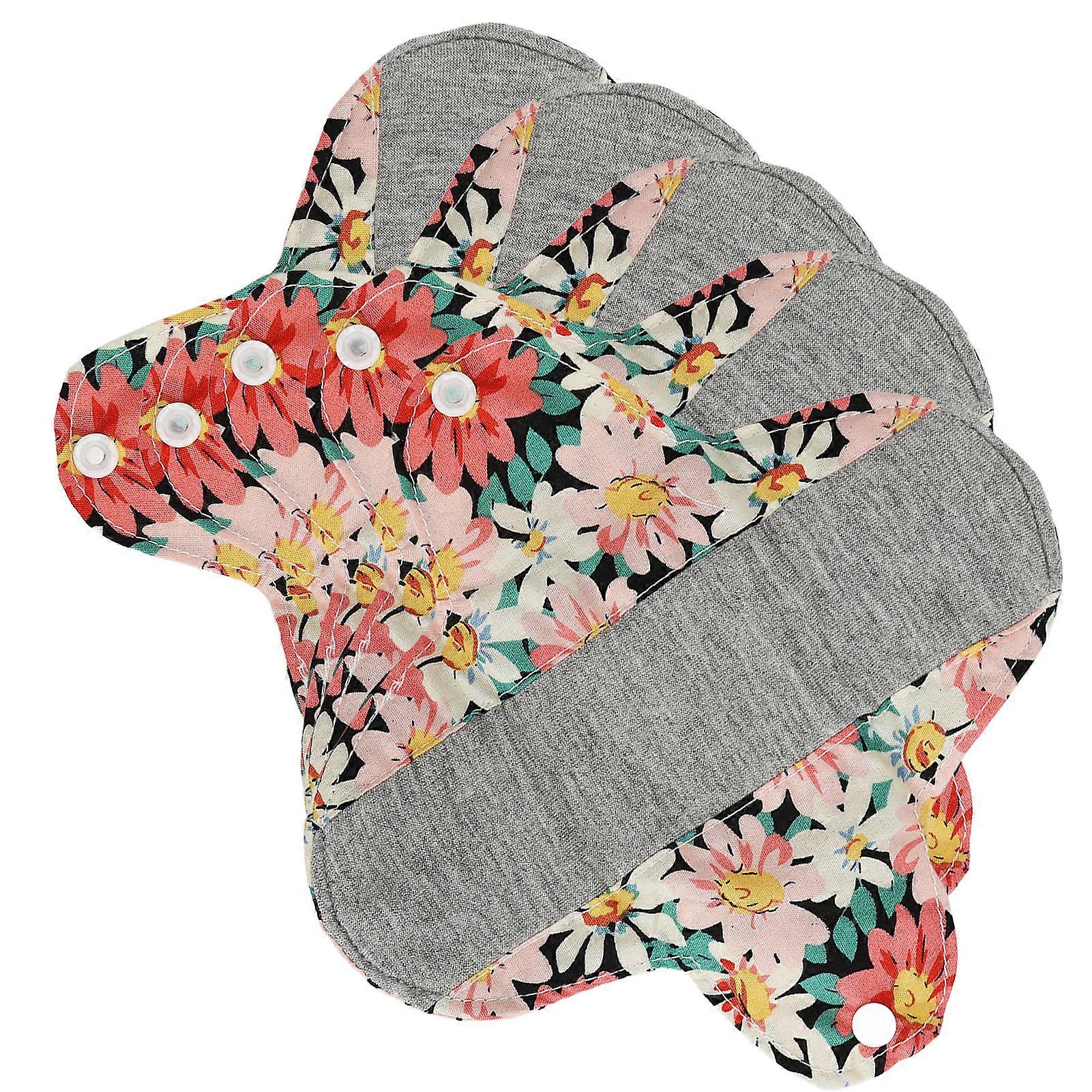 5pcs Cotton Washable Menstrual Pads Leak Proof High Absorption Super Soft Reusable Feminine Pads 7.1 X 7.1in