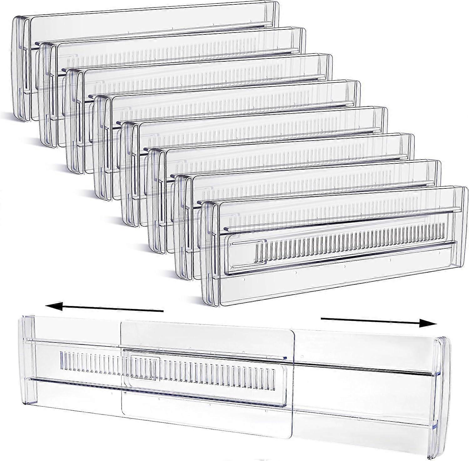 Drawer Dividers, 3.2 Inch Tall Adjustable Drawer Organizers Expandable from 11.3 to 20 Inch, Clear Expandable Dresser Organizer for Clothes
