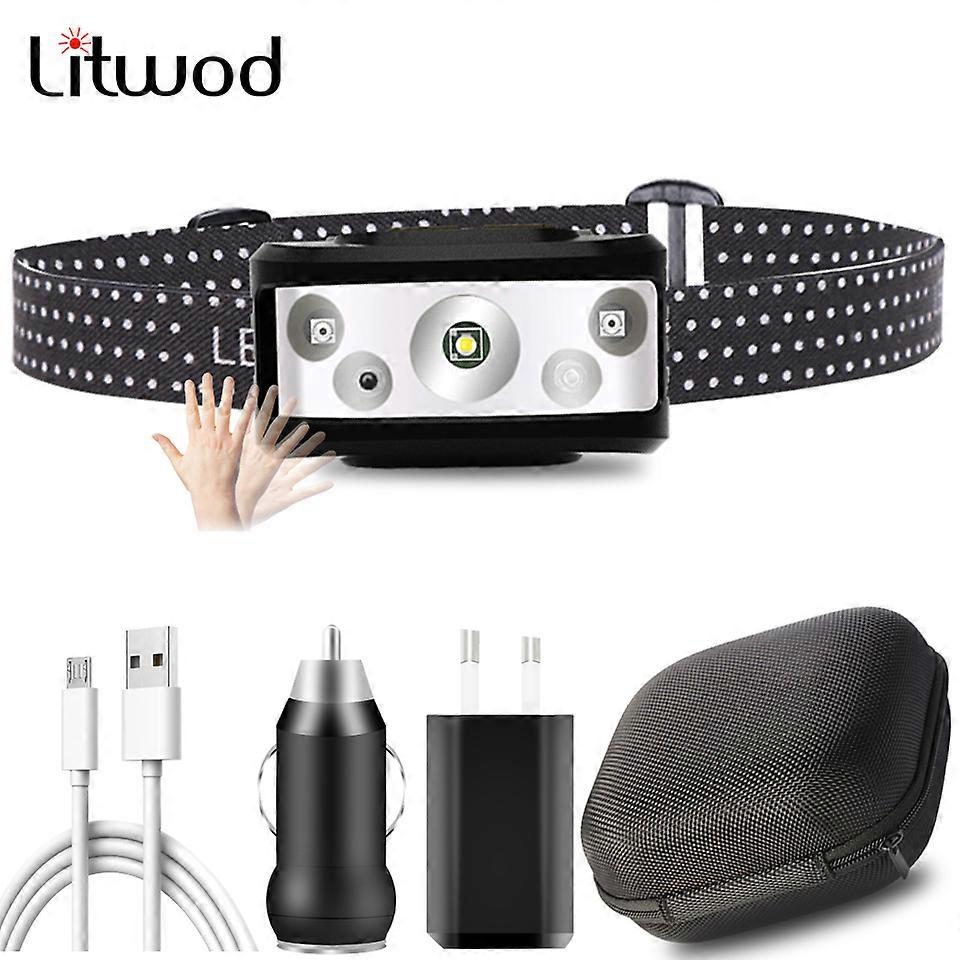 High Quality XP-G Q5 Sensor Led Headlamp Built in Battery Head Lamp Headlight Bulbs Light Waterproof White & Red Emitting Color