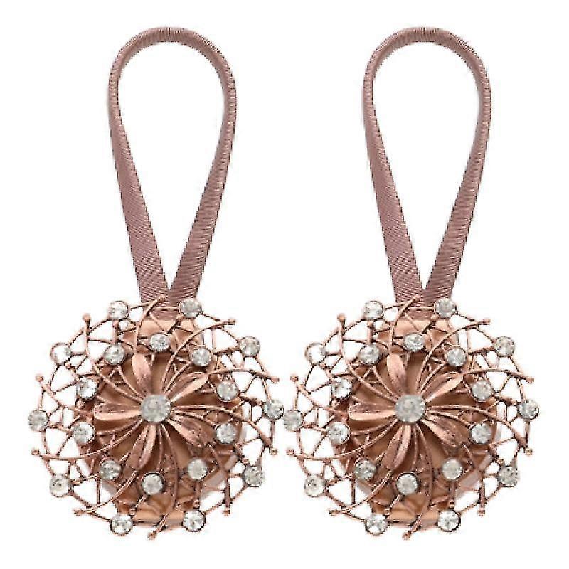 2pcs Curtain Tieback Elastic Rope Magnetic Buckle High Durability Faux Crystal Flower Window Drape Holdbacks For Home Q