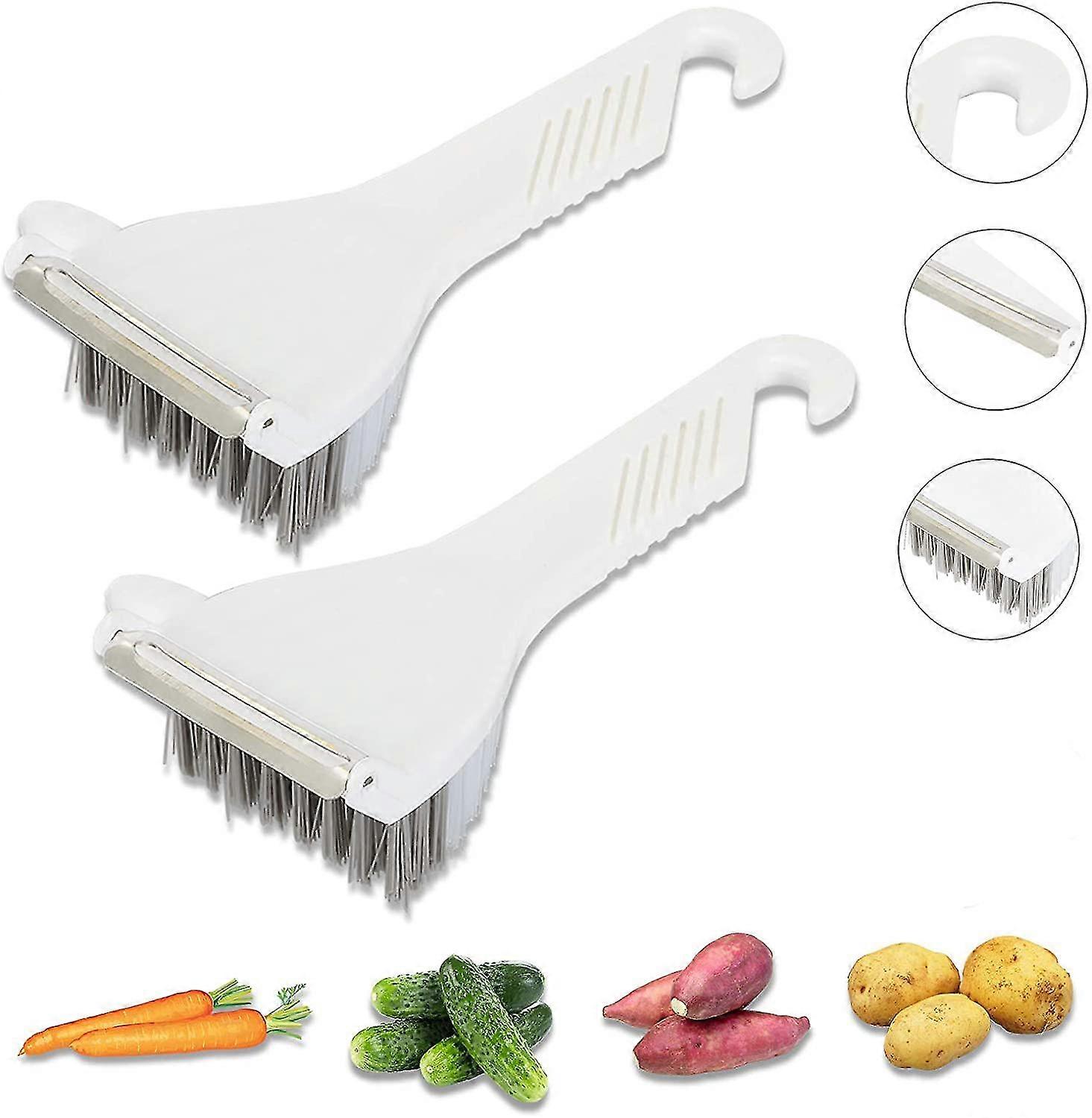 Vegetable Brush - Potato Scrubber Brush, Non-Slip Durable Handle with Hook, Easy to Use and Store, Great for Potatoes, Radishes, Cleaning and Peeling,