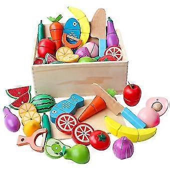 Baby Schneiden Lebensmittel Spielzeug Set, Holzspielzeug Schneiden Obst Und Gemüse Kinderküche Spielzeug