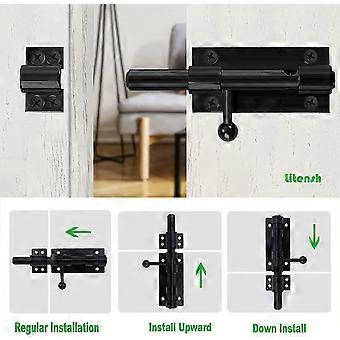Heavy Duty Slide Bolt Gate Latch – Wooden Fence Door Lock With Padlock Hole, Black
