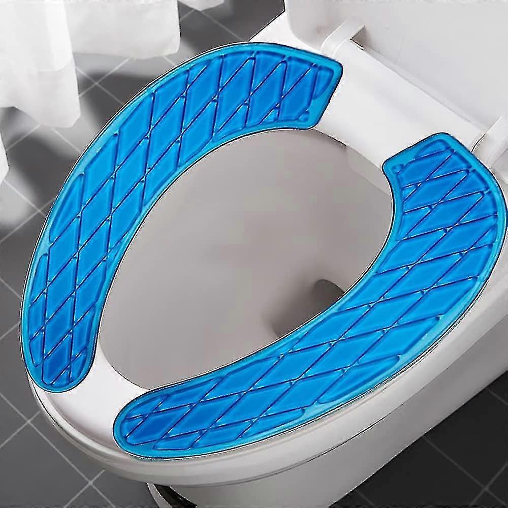 Gel WC Sitzkissen Tragbare und waschbare WC Sitzbezug Universal mit selbstadesivem Design (blau)