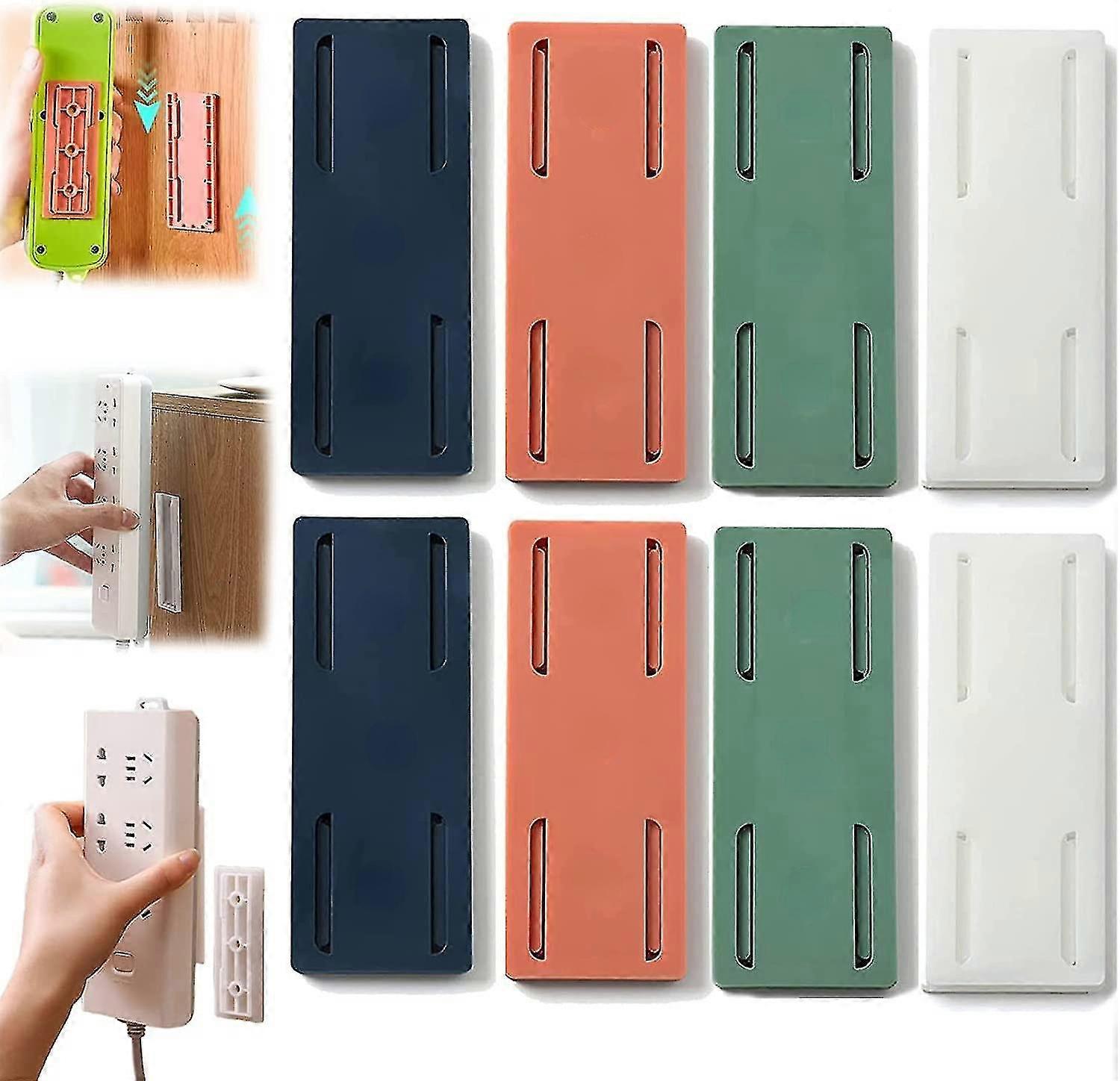 8pcs Self Adhesive Power Strip Holder, Plug-in Socket Fixer Bracket Stand, Power Strip Fixator, Surge Protector