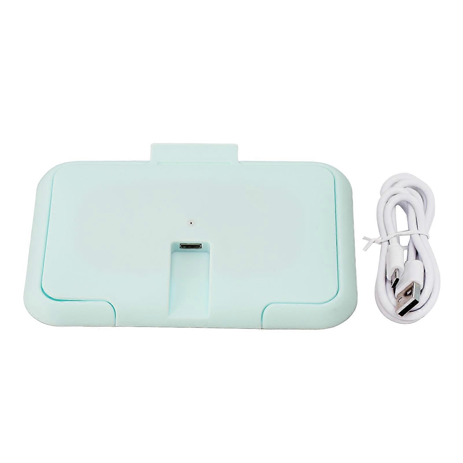 Baby Wipe Warmer Portable Even Heating Constant Temperature Ultrathin USB Wipe Warm Dispenser Light Blue