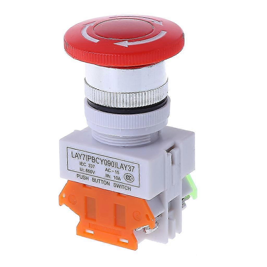 22mm 1no 1nc Dpst Emergency Stop Push Button Switch Red Mushroom Equipment