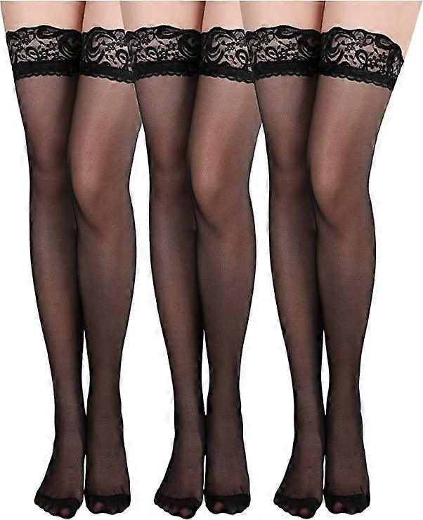 3 paar dames dijkousen kant silkblack
