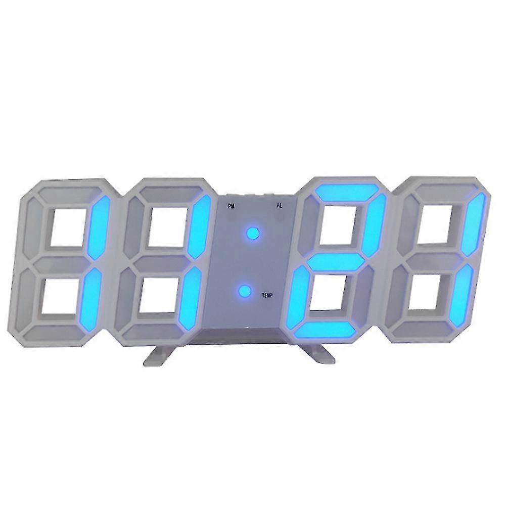 Modern Digital 3d Led Wall Clock Alarm Clock Snooze 12/24h Display Usb Charging