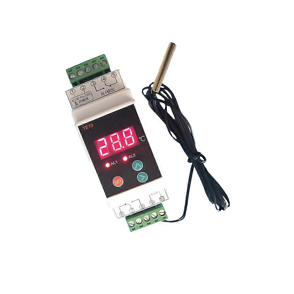 Din Rail Digital Thermostat with Sensor  Dual Relay Output, -40 to 110 Range, AC90-260V