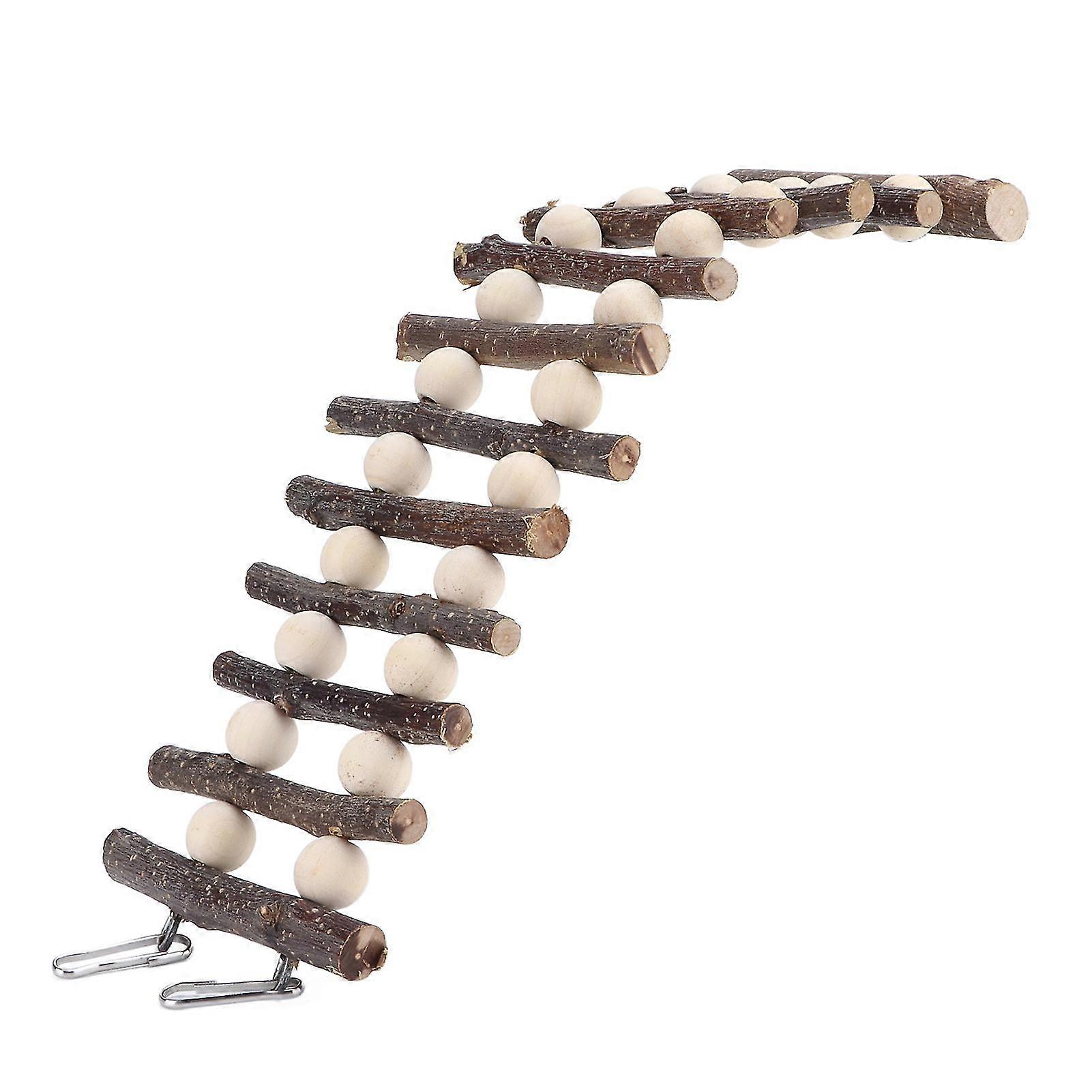 Wooden Bendable Hamster Ladder with Beads - Climbing and Chew Toy for Small Pets