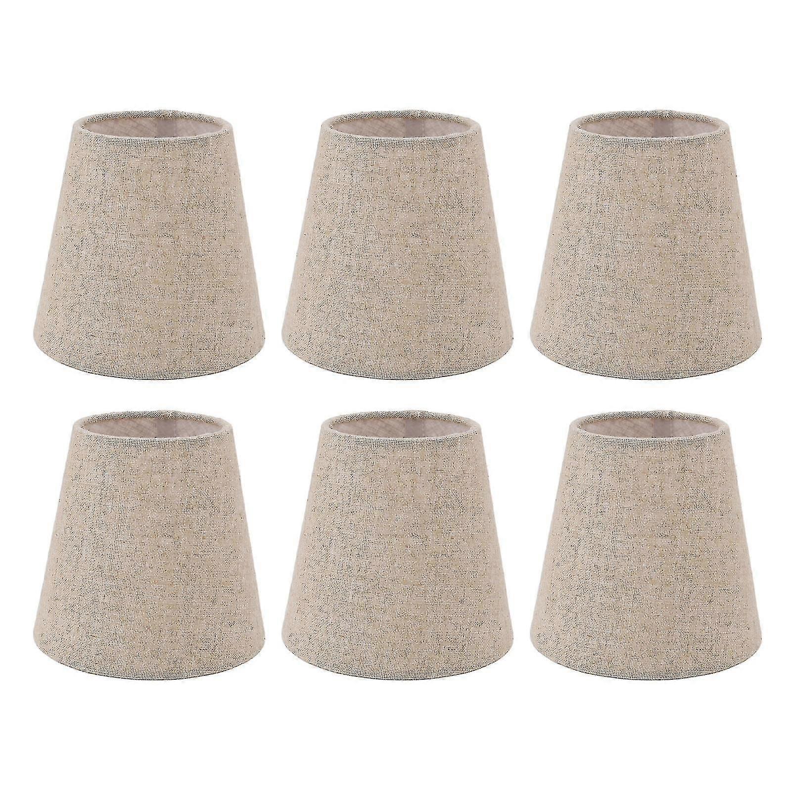 6Pcs Small Lamp Shade Clip On Drum Linen Fabric Lampshade compatible with Candle Bulbs Lighting Accessories