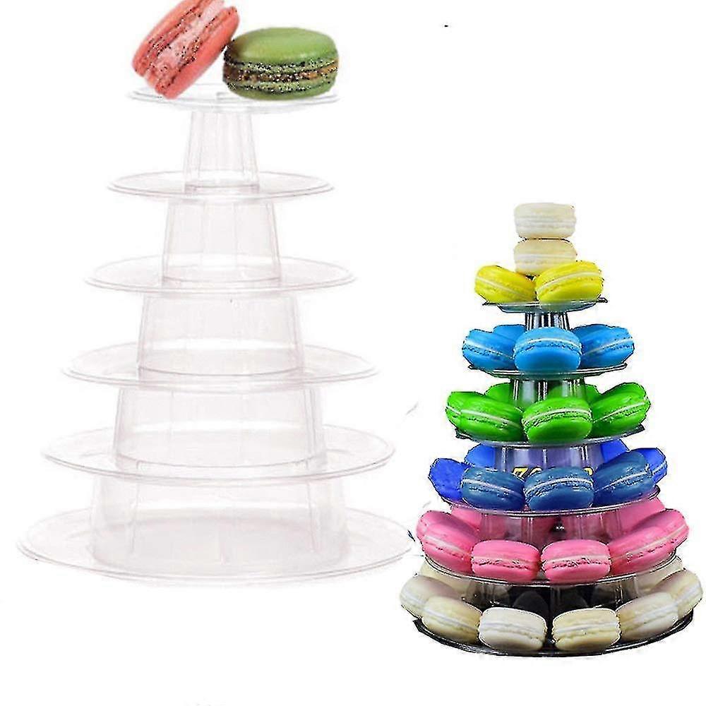 6 nivåer runt Macaron Tower Stand Cake Stand Cake Display Rack för bröllopsfödelsedagsdekoration-