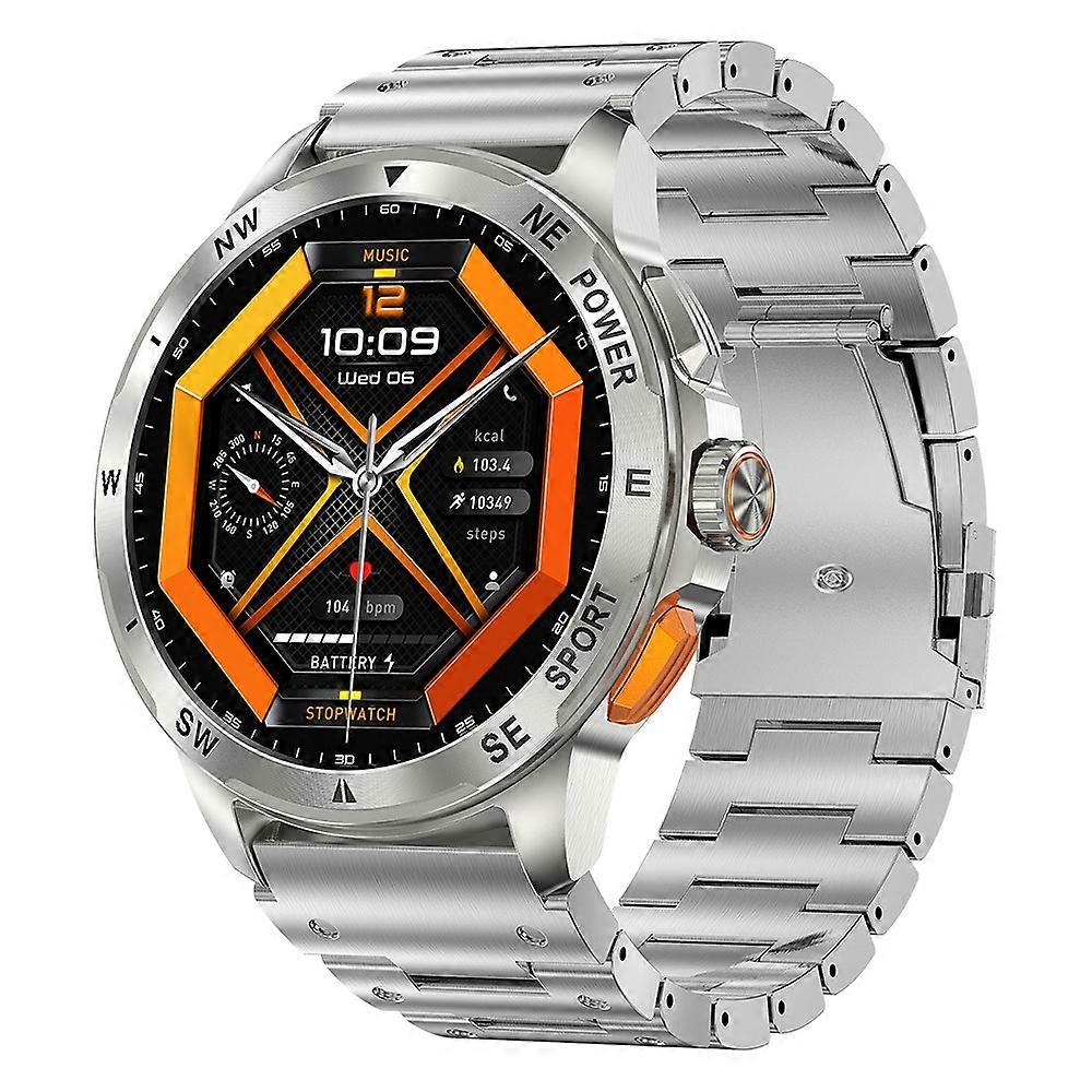 AK77 Steel Strap 1.43-inch AMOLED Smart Watch Sleep Health Monitoring Bluetooth Call Sports Watch -