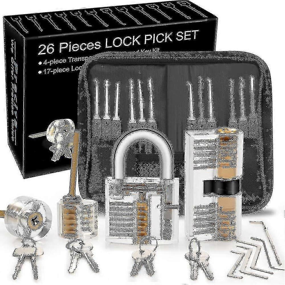 2024 Lock Picking Kit, 25-piece Lock Picking Kit, Practice Tools With 3 Clear Locks