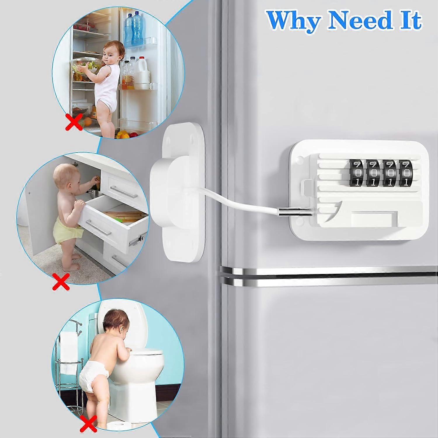 2pcs Child Safety Locks, Refrigerator Lock Combination, Baby Proof Cabinet Locks Safe Keyless Digital Locks for Drawers, Fridge, Oven