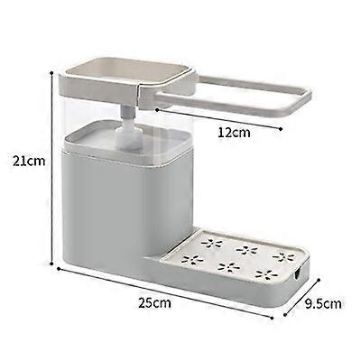 Soap Dispenser Kitchen Towel Rack Sponge Holder Bathroom 3-in-1 Manual Press Soap Box Multifunctional cleaning combination
