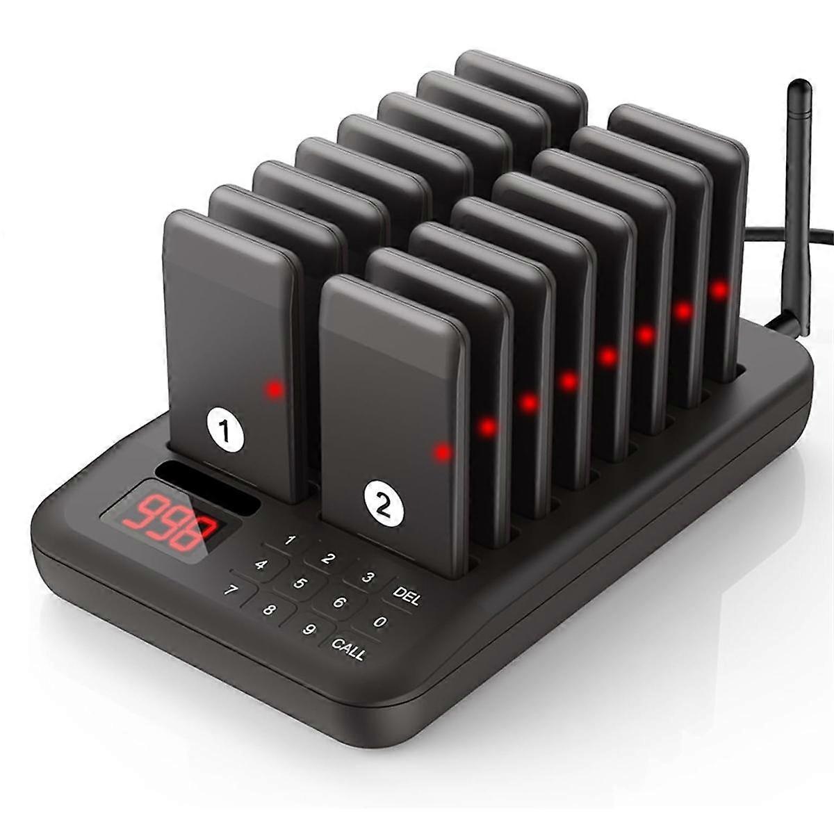 Restaurant Pager System, Pagers for Restaurants 20 Guest Pagers, Buzzers Vibration Flashing Customer Service,US Plug