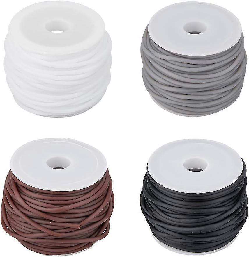 4 Colors 43.76 Yards Hollow Tube Cord PVC Plastic Barber Cord with 1mm Hole Synthetic Rubber Elastic Cord Lanyard String Cord for DIY Craft Jewelry Ma