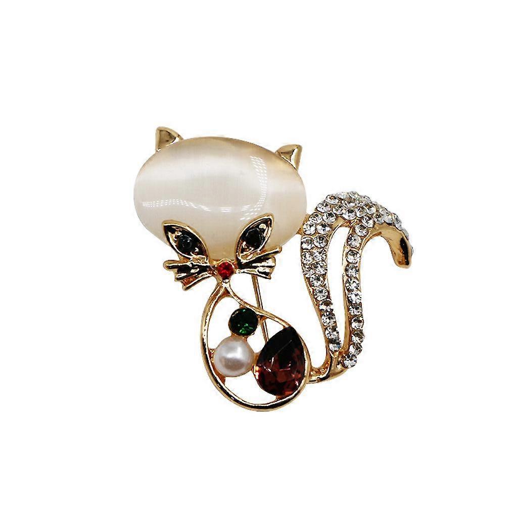 Cute Brooch Pin Fox Corsage Rhinestone Inlaid Alloy Bridal Brooch