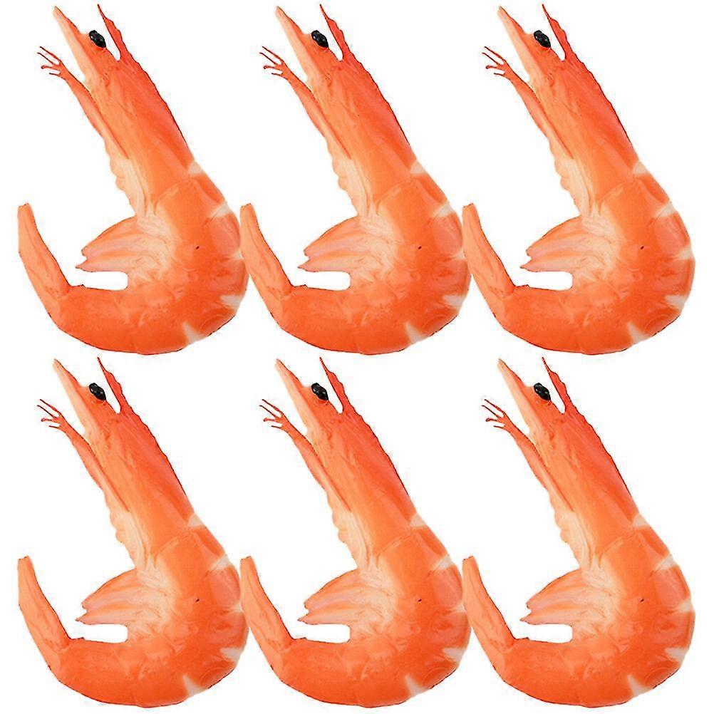 6pcs Food Models Artificial Shrimp Models Realistic Shrimp Decors Photo Props