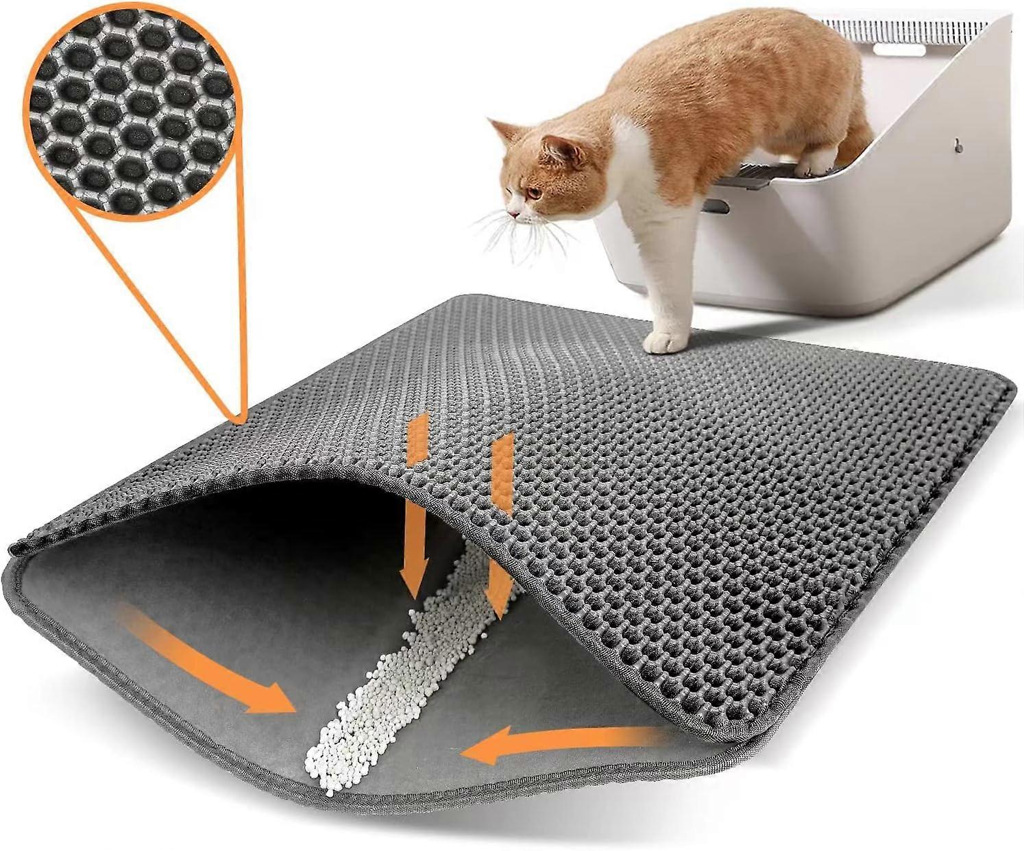 Cat Litter Mat Cat Litter Trap Mat, Honeycomb Double Layer Design, Urine Resistant and Waterproof Material, Controlled Dispersion, Reduced Waste, Easi