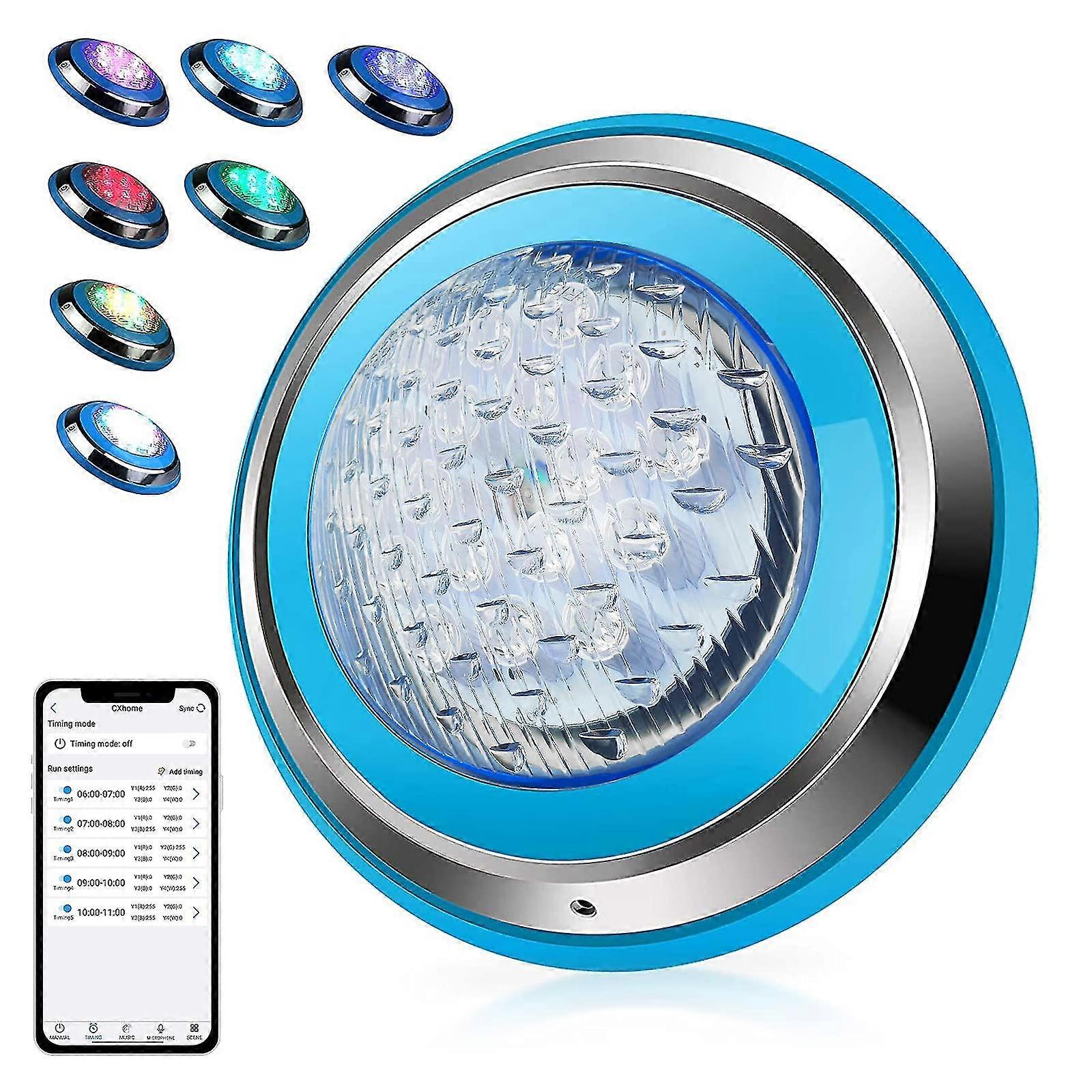 Install Directly Underwater 12w 12v Led Submersible Pool 18*3w Rgb Led Chips Underwater Light